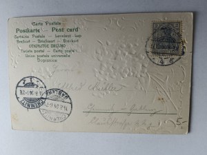 COMMEMORATIVE EMBOSSED POSTCARD ART FLOWERS 1904
