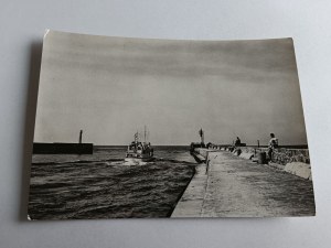 POSTCARD USTKA HARBOR ENTRANCE SHIP