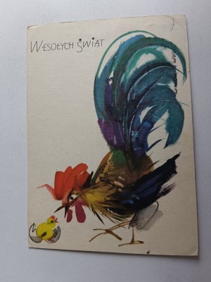 CARTE POSTALE DE NOËL, COQ, GRABIAŃSKI