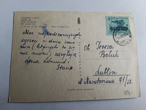 CARTE POSTALE DE NOËL, FILLE, FLEURS, GRABIAŃSKI
