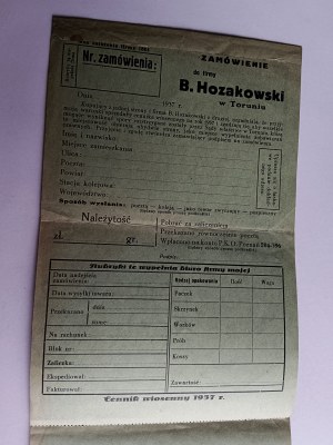 ORDER FORM B. HOZAKOWSKI TORUN