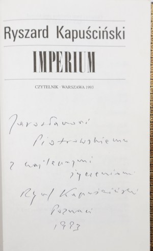 Ryszard Kapuscinski, Empire [dedication by the author][1993].