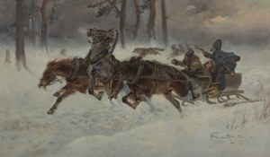 Wojciech Kossak (1856 Paryż - 1942 Kraków), Napad wilków, 1925
