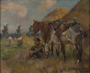 Wojciech Kossak (1856 Paryż - 1942 Kraków), Przy żniwach, 1923