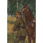 Jerzy Kossak (1886 Kraków - 1955 Kraków), Spotkanie z ułanem