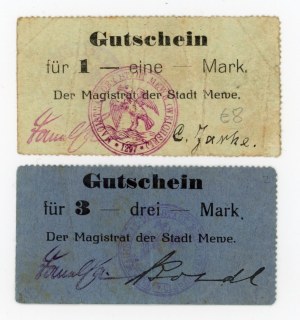 Gniew/Mewe; Stadt; (1914); 1 and 3 marks Set - 2 pieces. (313)