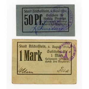 Bisztynek/Bischofstein ; Magistrat ; 8.8.1914 ; 50 fenigs et 1 marque (314)