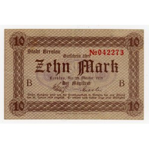 Wrocław/Breslau; Stadt; 29.10.1918-23.1.1919; 10 marek (319)