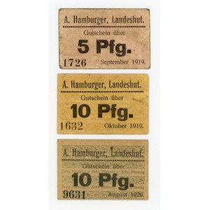Stone Mountain/Landeshut, A. Hamburger, 5 fenig and 2 x 10 fenig, 1919/1920 (339)