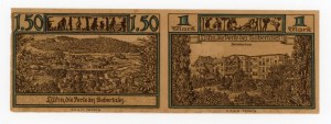 Wleń/Lähn, Staedtischesparkasse, 1 and 1.5 marks n.d. - uncut vouchers - rare (343)