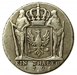 Prussia, Frederick William II, 1791 A thaler, Berlin (504)