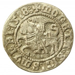 Sigismund I the Old, Half-penny 1518, Vilnius. Variety with sword scabbard. Date pierced (546)