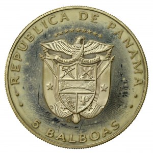 Panama, 5 Balboas, 1982. soccer (597)