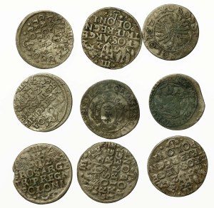 Sigismund III Vasa, a set of trojaks and pennies. Total of 9 pieces (733)