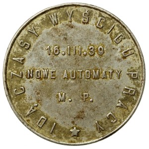 Warszawa, NOWE AUTOMATY 16 III 1939 żeton Mennicy Państwowej (762)
