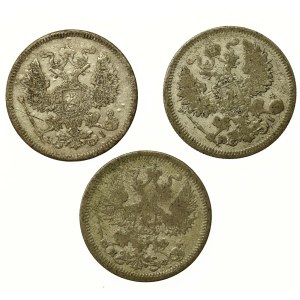 Rosja, Aleksander II, zestaw 20 kopiejek 1867-1878. Razem 3 szt. (763)
