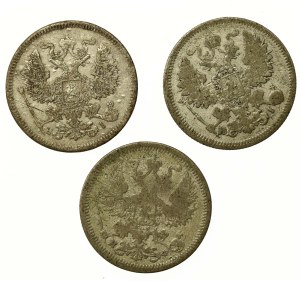Rosja, Aleksander II, zestaw 20 kopiejek 1867-1878. Razem 3 szt. (763)