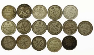 Russia, set of 20 kopecks 1879-1915. total 16 pieces. (767)