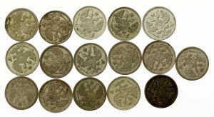 Russia, set of 20 kopecks 1879-1915. total 16 pieces. (767)