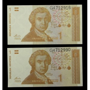 Chorwacja, zestaw 1 dinar 1991. Razem 2 szt. (422)