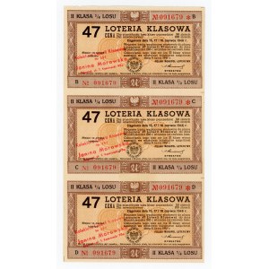 47 Loteria Klasowa, 1946 B, C, D. Razem 3 szt. (490)