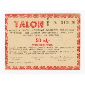 Talon makulaturowy, Poznań, 50 złotych (494)