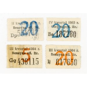 Talony benzynowe 1981-1984. Zestaw 4 szt. (1021)