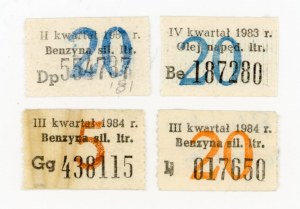 Gasoline vouchers 1981-1984. set of 4 pcs. (1021)