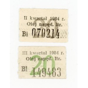 Talony na olej napędowy 1984. Razem 2 szt. (1022)