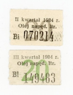 Diesel fuel vouchers 1984 Total of 2 units. (1022)