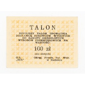 Talon makulaturowy - woj. radomskie, 100 złotych (1025)
