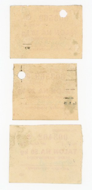 Diesel fuel vouchers for a tractor driver for 10, 20 and 50 kg. Total of 3 pcs. (1030)
