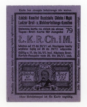 Łódź, kartka żywnościowa na chleb 1918 - 79 - jednorazowa (1032)