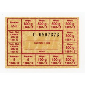 Karta zaopatrzeniowa, grudzień 1987 - M-II (1061)
