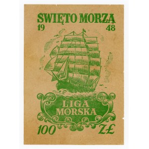 Cegiełka na Święto Morza, Liga Morska, 100 złotych, 1948 (1071)