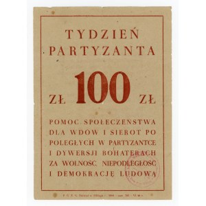 Cegiełka Tydzień Partyzanta, 100 złotych 1948. Unikalne (1075)