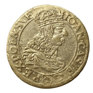 Jan II Kazimierz, Szóstak 1661 TLB, Kraków, tarcze wygięte, kwiatki, R3 (617)