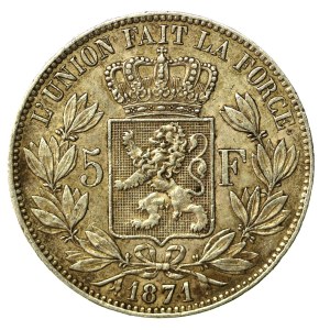 Belgia, Leopold II, 5 franków 1871 (131)
