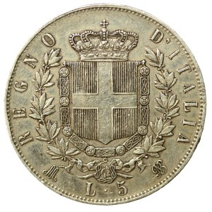 Włochy, Wiktor Emanuel II, 5 lirów 1874, Milan (133)