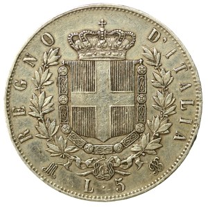 Italy, Victor Emmanuel II, 5 lire 1874, Milan (133)