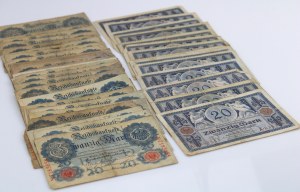 Germany, 20 marks 1914 - 33 pieces and 20 marks 1915 - 14 pieces. Total 47 pcs. (851)