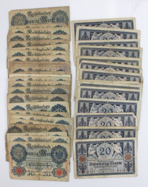Germany, 20 marks 1914 - 33 pieces and 20 marks 1915 - 14 pieces. Total 47 pcs. (851)