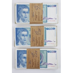 Jugosławia, 500 dinara 1990. 3 x Paczka 100 szt. Razem 300 szt. (854)
