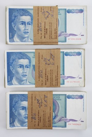 Yugoslavia, 500 dinar 1990. 3 x Pack of 100 pcs. Total 300 pcs. (854)