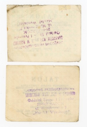 Recycled paper talons, Radom province 20 zloty, yellow and green. Set of 2 pcs. (1037)
