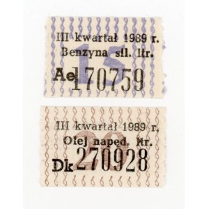 Talony 15 litrów benzyny i 20 litrów oleju, 1989. Zestaw 2 szt. (1049)