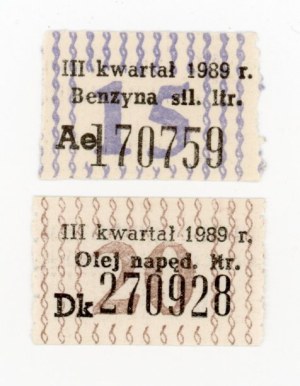 Talons of 15 liters of gasoline and 20 liters of oil, 1989. set of 2 pcs. (1049)