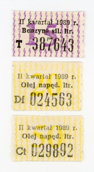 Talons 15 liters of gasoline, 20 and 50 liters of oil, 1989 Set of 3 pcs. (1101)