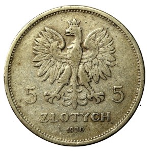 II RP, 5 złotych 1930 Nike. Rzadki rocznik (832)
