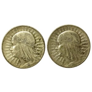 II RP, zestaw 10 złotych 1932-1933, Warszawa, Głowa Kobiety. Razem 2 szt. (146)